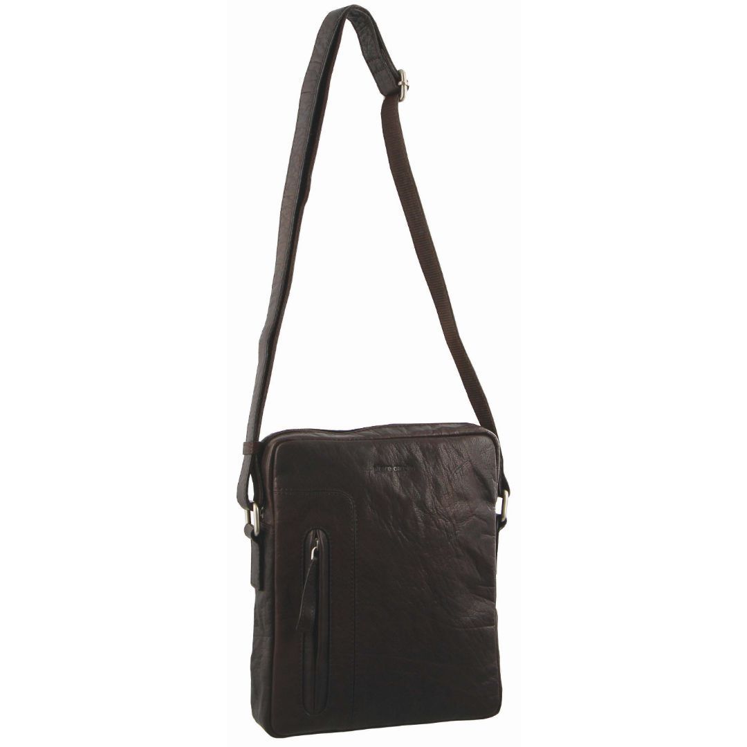 Tablet Bags Pierre Cardin Rustic Leather iPad Bag Masculino Marrom | 8102-QRFJU